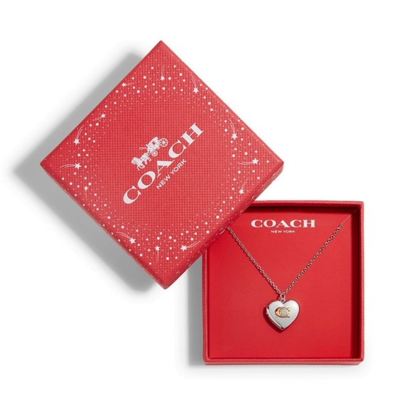COACH WOMEN'S SIGNATURE HEART LOCKET NECKLACE - Picture 2 of 4
